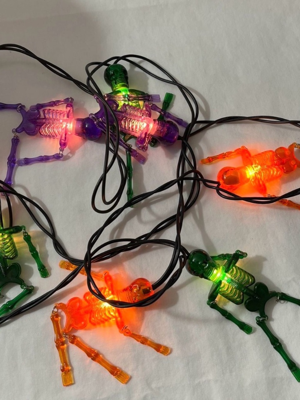 Halloween Skeleton String Lights - Orange, Green, Purple